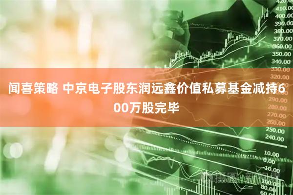 闻喜策略 中京电子股东润远鑫价值私募基金减持600万股完毕